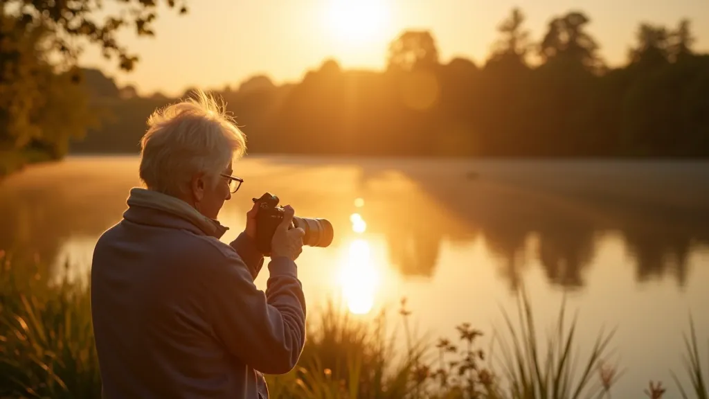 Person photographing wildlife in natural setting