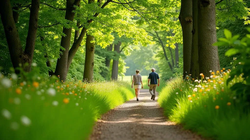 Walking path through natural landscape